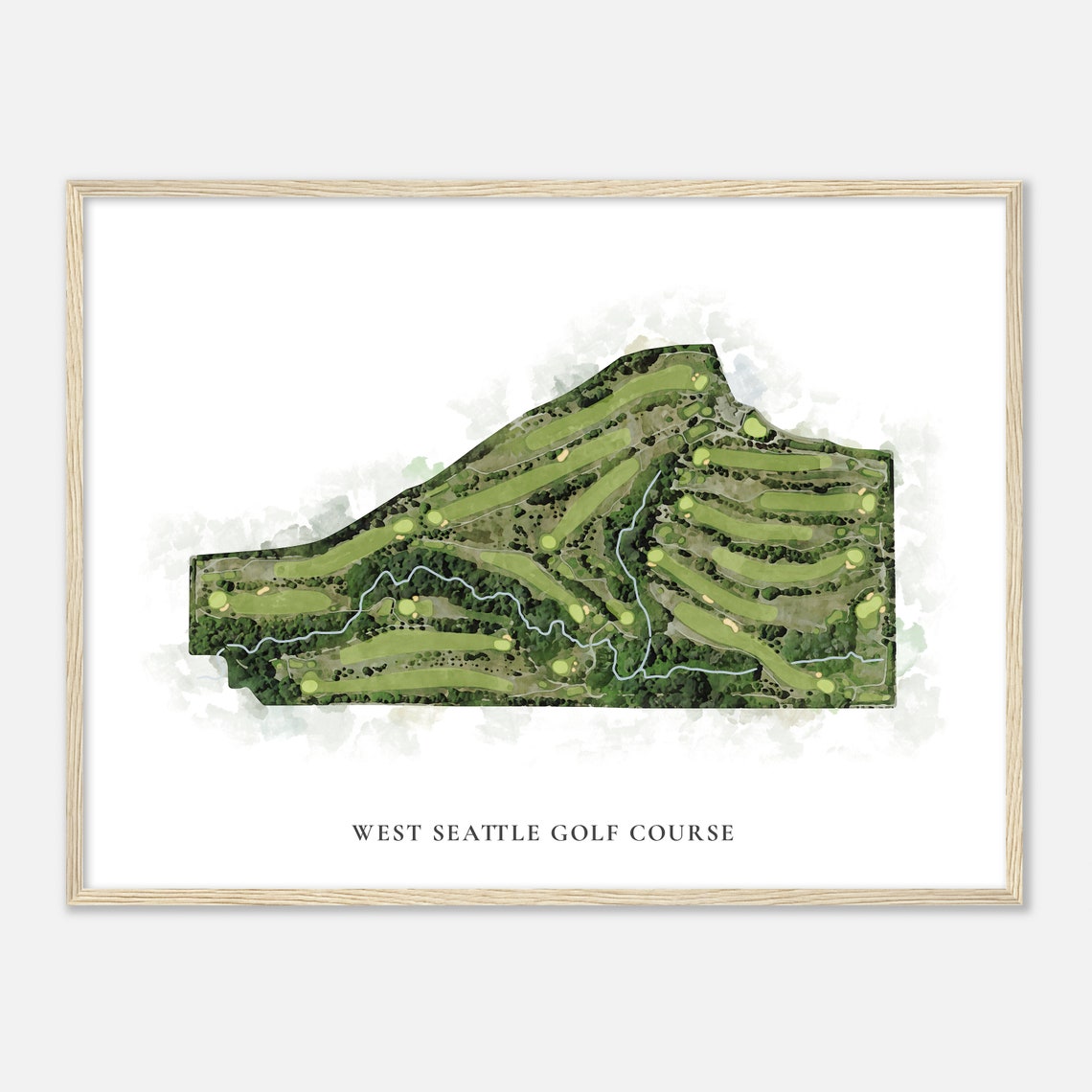 West Seattle Golf Course Washington Classic Watercolor Map Poster