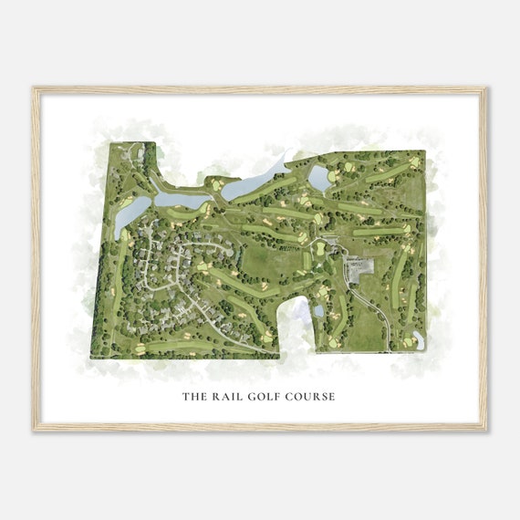 The Rail Golf Course Illinois Classic Watercolor Map Golfer Gift Golf Wall Art Golf Poster Print Course Layout