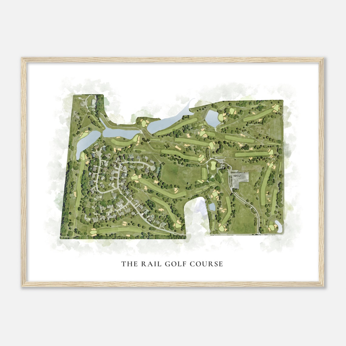 The Rail Golf Course Illinois Classic Watercolor Map Golfer Gift Golf Wall Art Golf Poster Print Course Layout