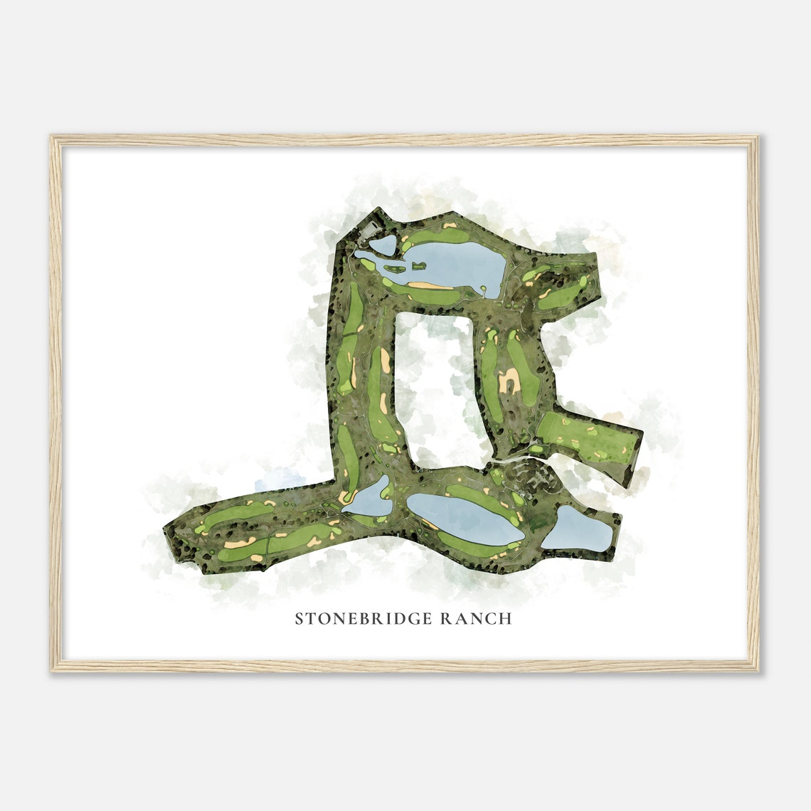 Stonebridge Ranch Texas Classic Watercolor Golf Course Map Poster - Image 2
