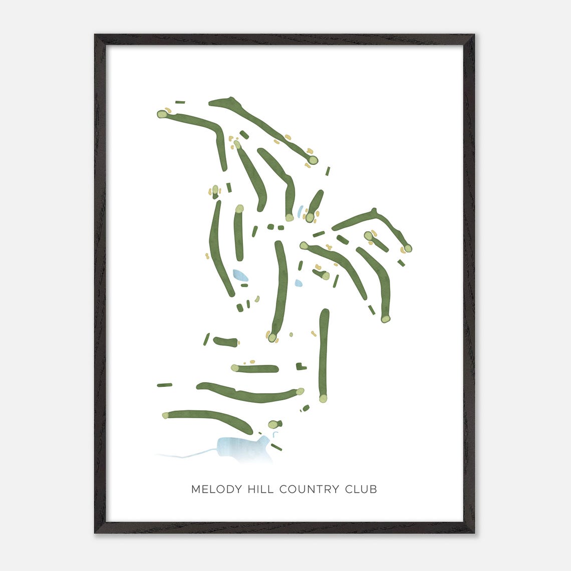 Melody Hill Country Club Minimalist Watercolor Fairway Map Poster - Image 3