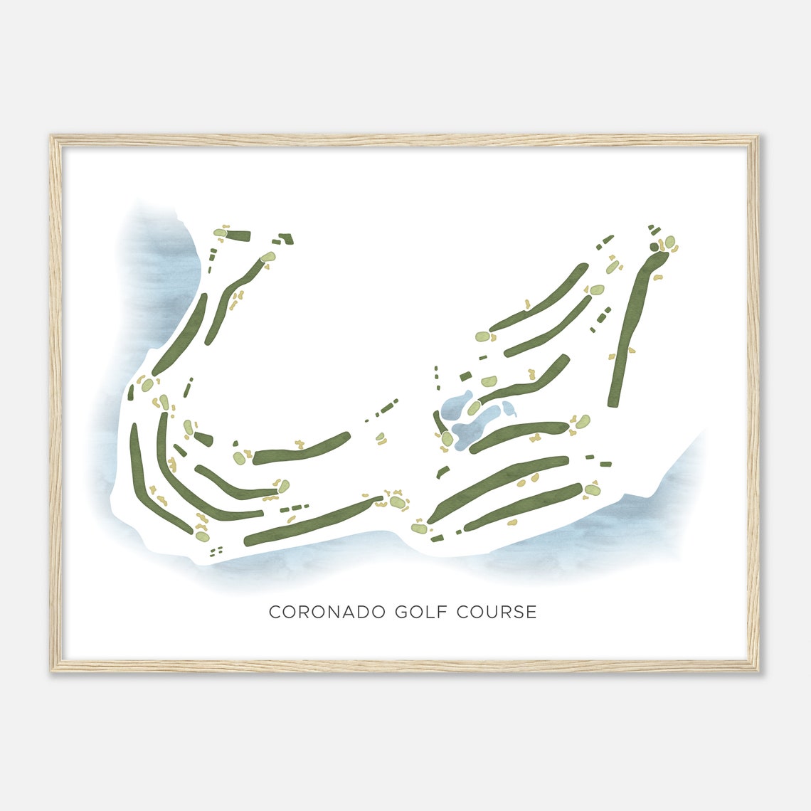 Coronado Golf Course California Modern Watercolor Course Map Poster - Image 2
