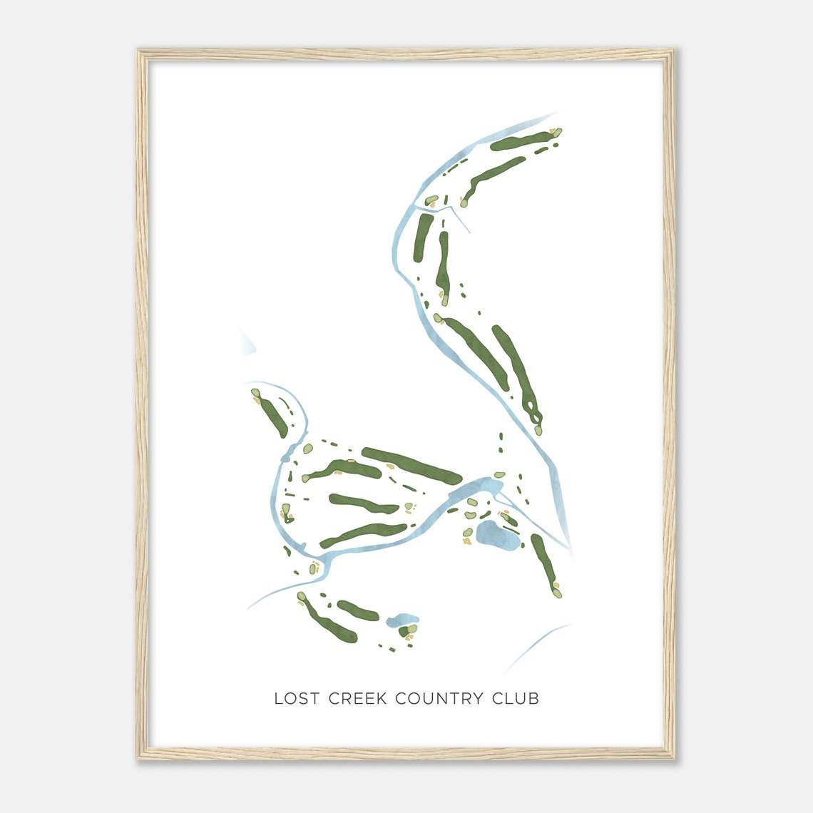 Lost Creek Country Club Texas Modern Watercolor Map Golf Poster - Image 2