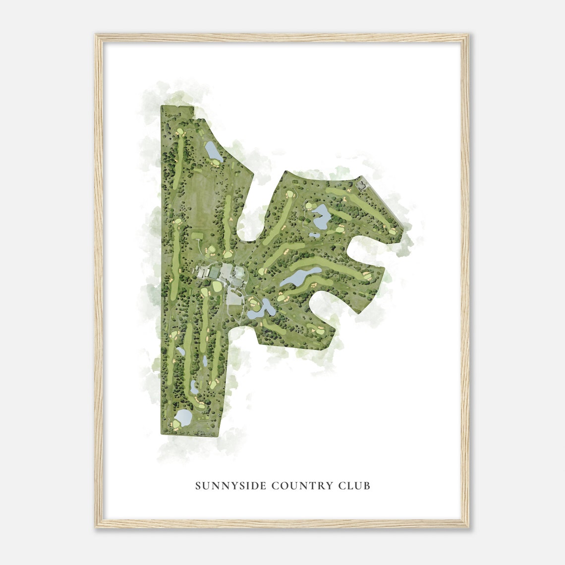 Sunnyside Country Club Watercolor Aerial Golf Course Map Poster - Image 2