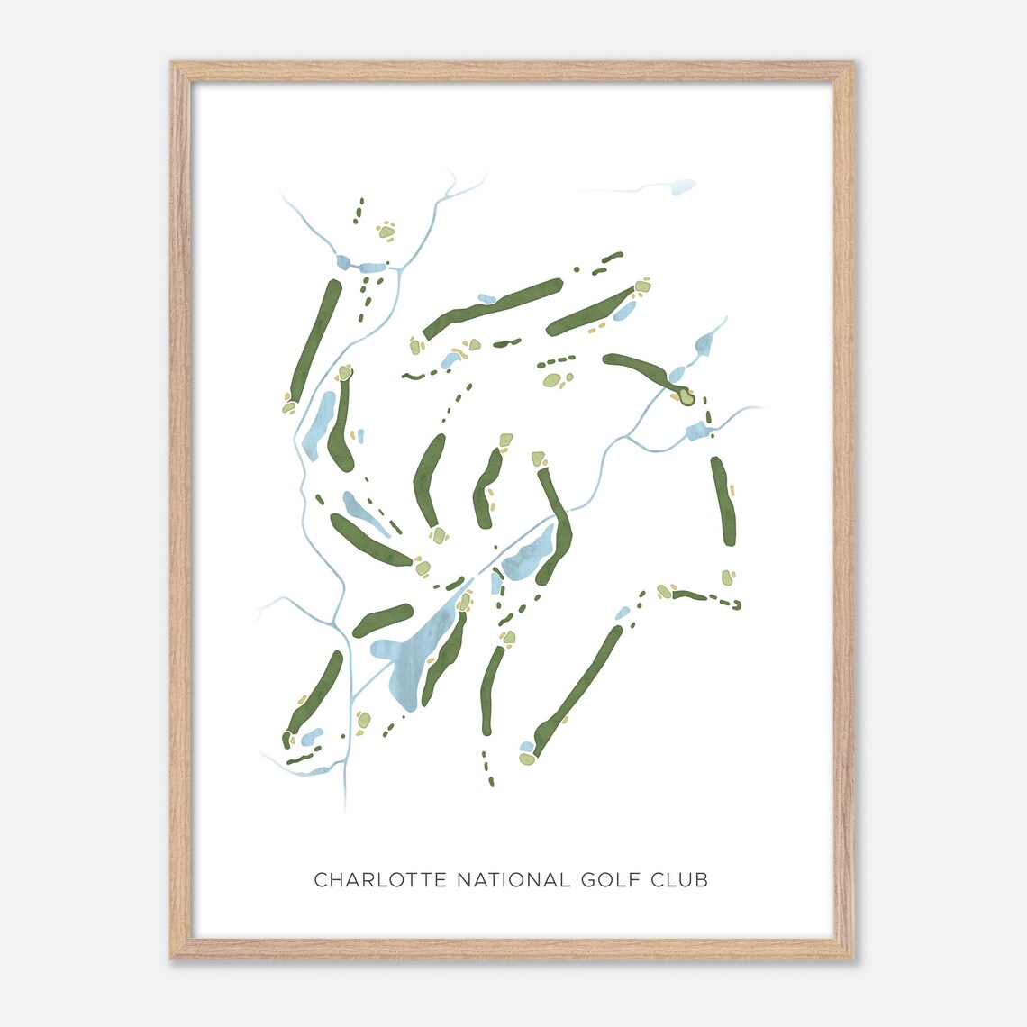 Charlotte National Golf Club Indian Trail NC Modern Watercolor Golf Map Poster - Image 6