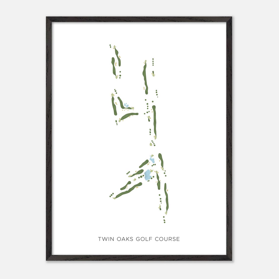 Twin Oaks Golf Course Minimalist Watercolor Fairway Map Poster - Image 3