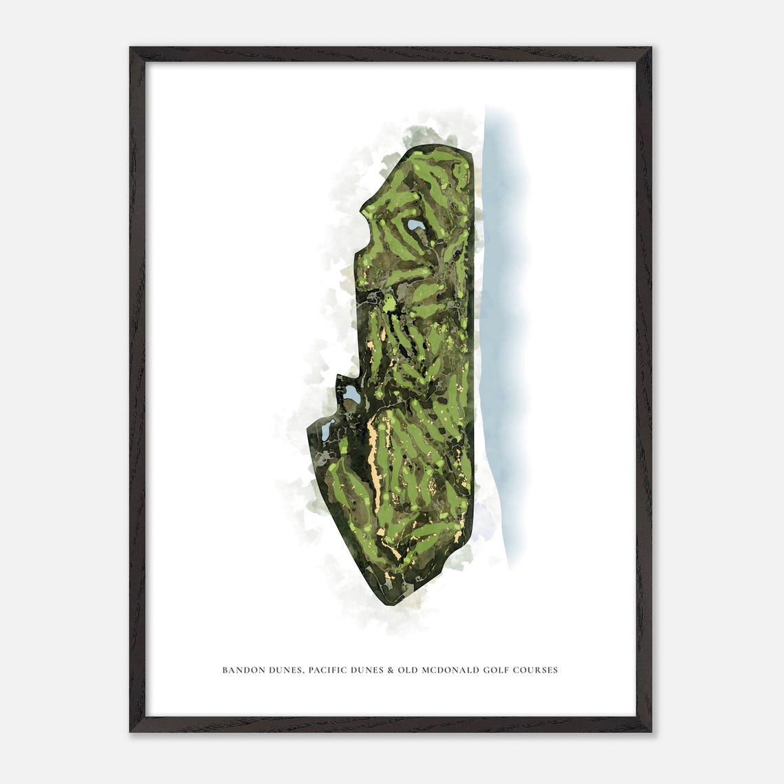Bandon Dunes Pacific Dunes Old McDonald Golf Courses Map Art Poster - Image 3
