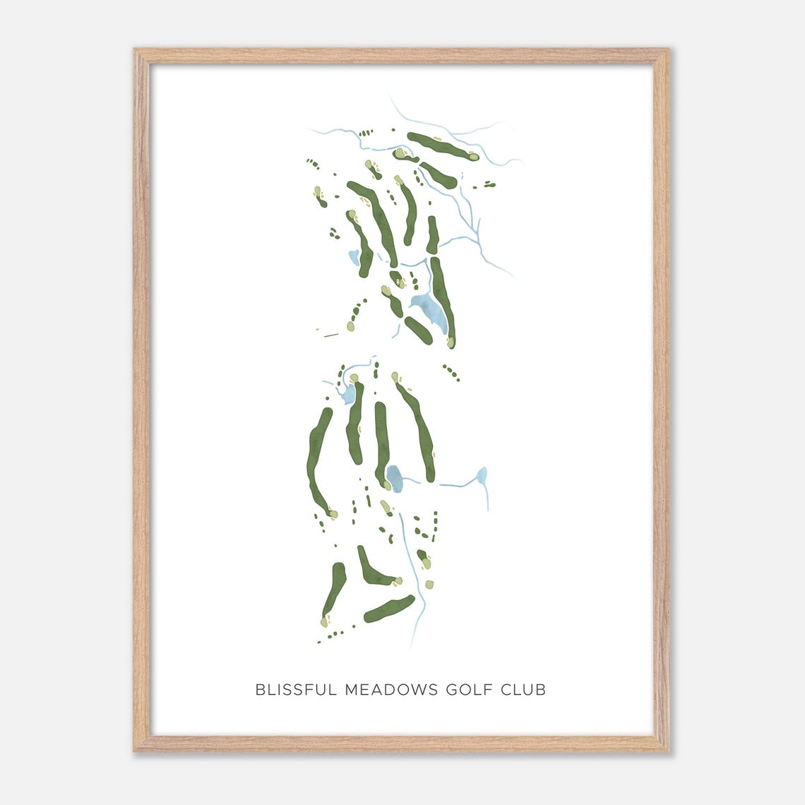 Blissful Meadows Golf Club Massachusetts Modern Watercolor Map Poster - Image 2