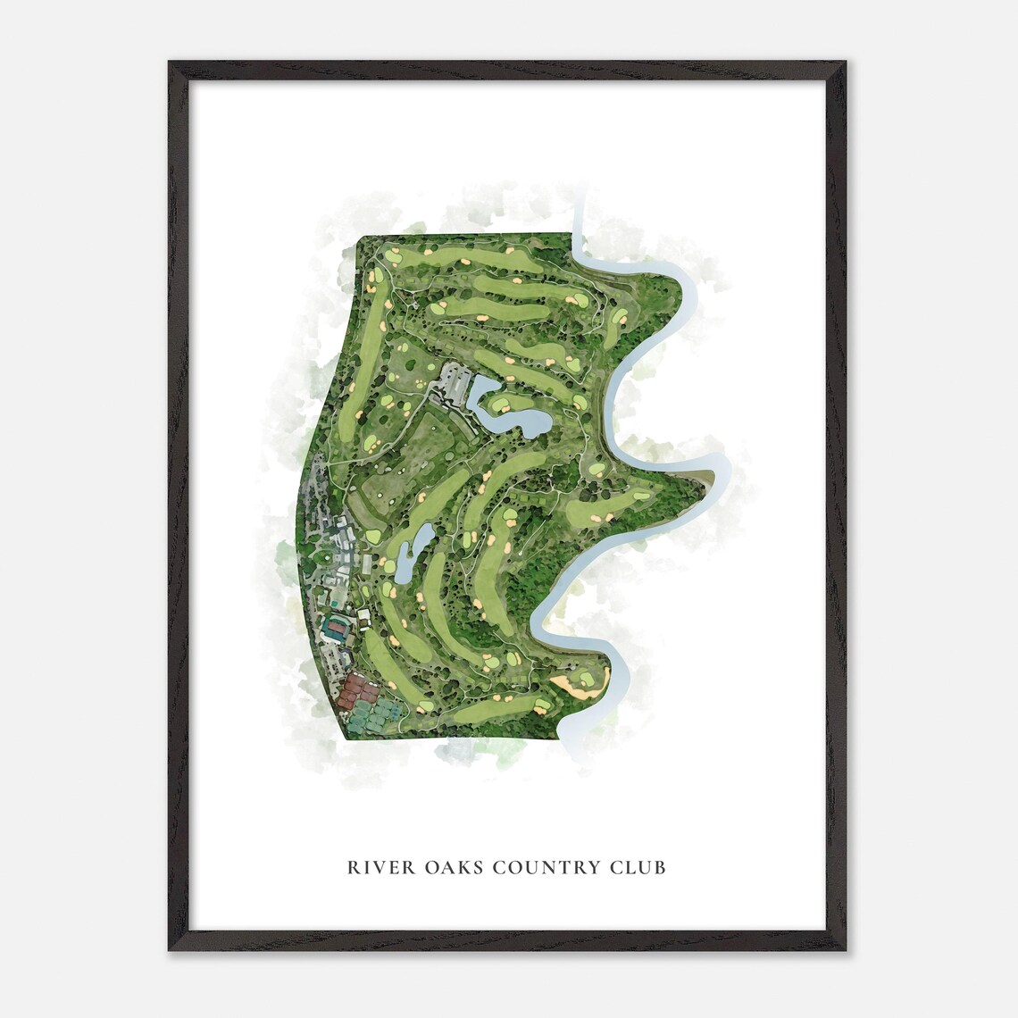 River Oaks Country Club Houston Texas Classic Watercolor Map Poster - Image 3