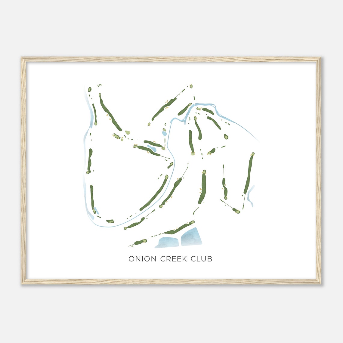 Onion Creek Club Classic Minimalist Golf Course Layout Poster - Image 2