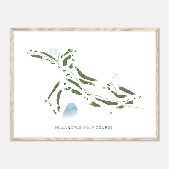 Hillandale Golf Course North Carolina Modern Watercolor Golf Course Map Poster