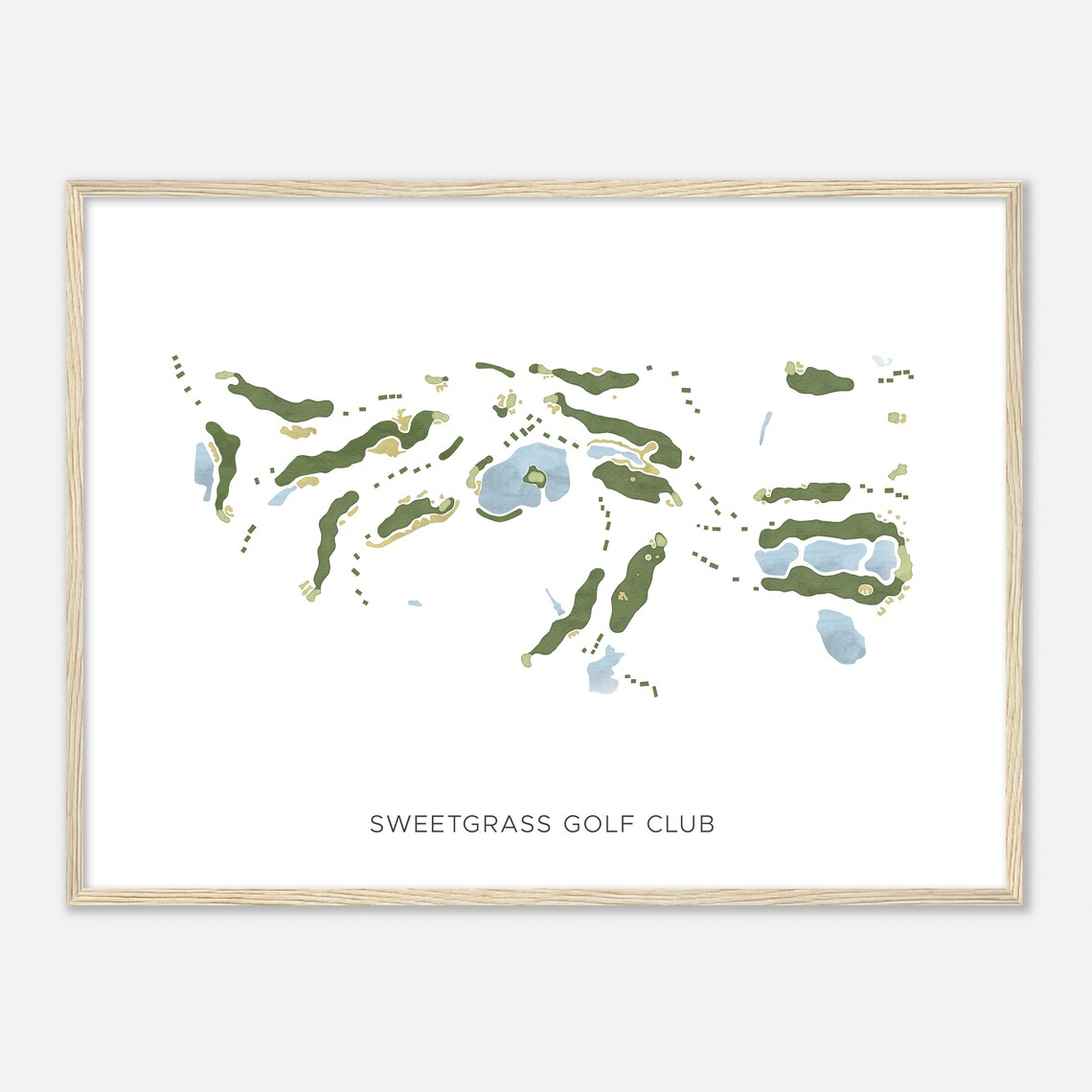 Sweetgrass Golf Club Michigan Modern Watercolor Map Print