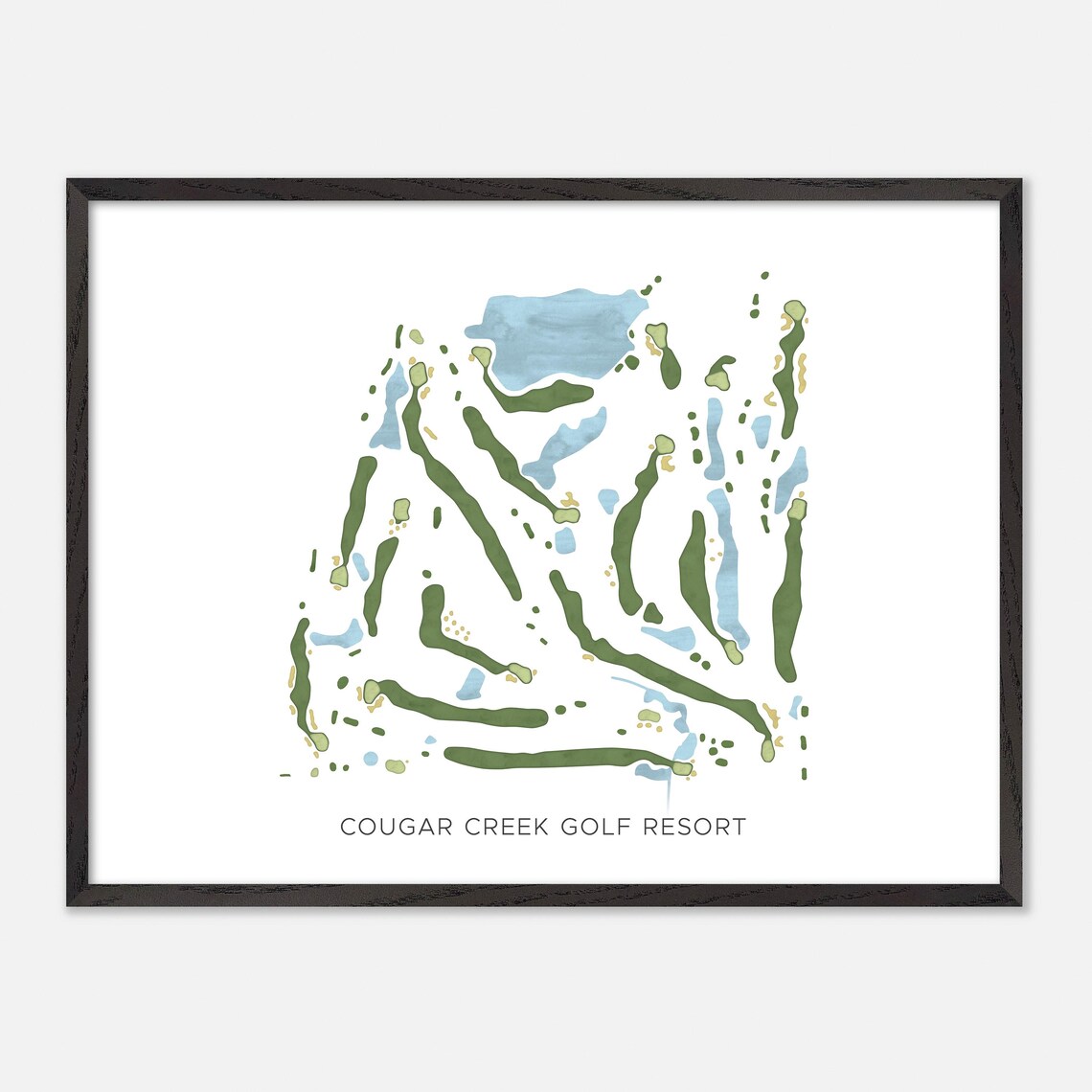 Cougar Creek Golf Resort Carvel Canada Modern Watercolor Golf Map Poster - Image 4