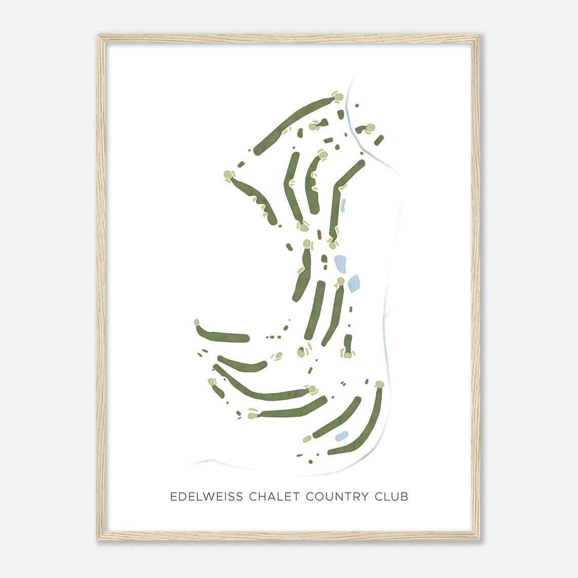 Edelweiss Chalet Country Club Wisconsin Modern Watercolor Map Golfer Gift Golf Wall Art Golf Poster Print Course Layout