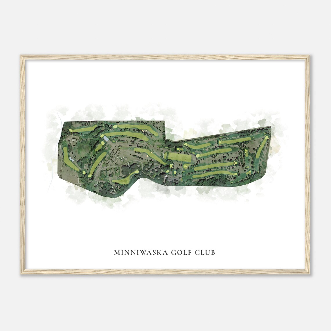 Minniwaska Golf Club Minnesota Classic Watercolor Course Map Poster
