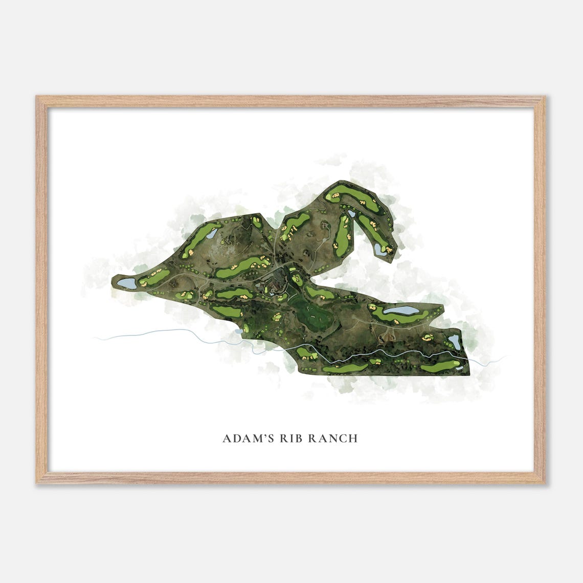 Adams Rib Ranch In Colorado Classic Watercolor Map Golfer Gift Golf Wall Art Golf Poster Print Course Layout