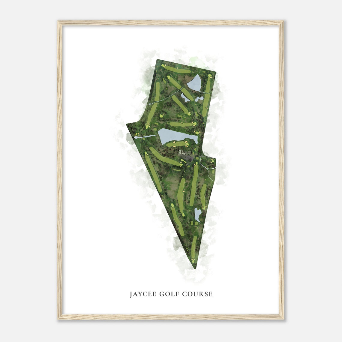 Jaycee Golf Course Classic Watercolor Aerial Course Map Wall Art - Image 2