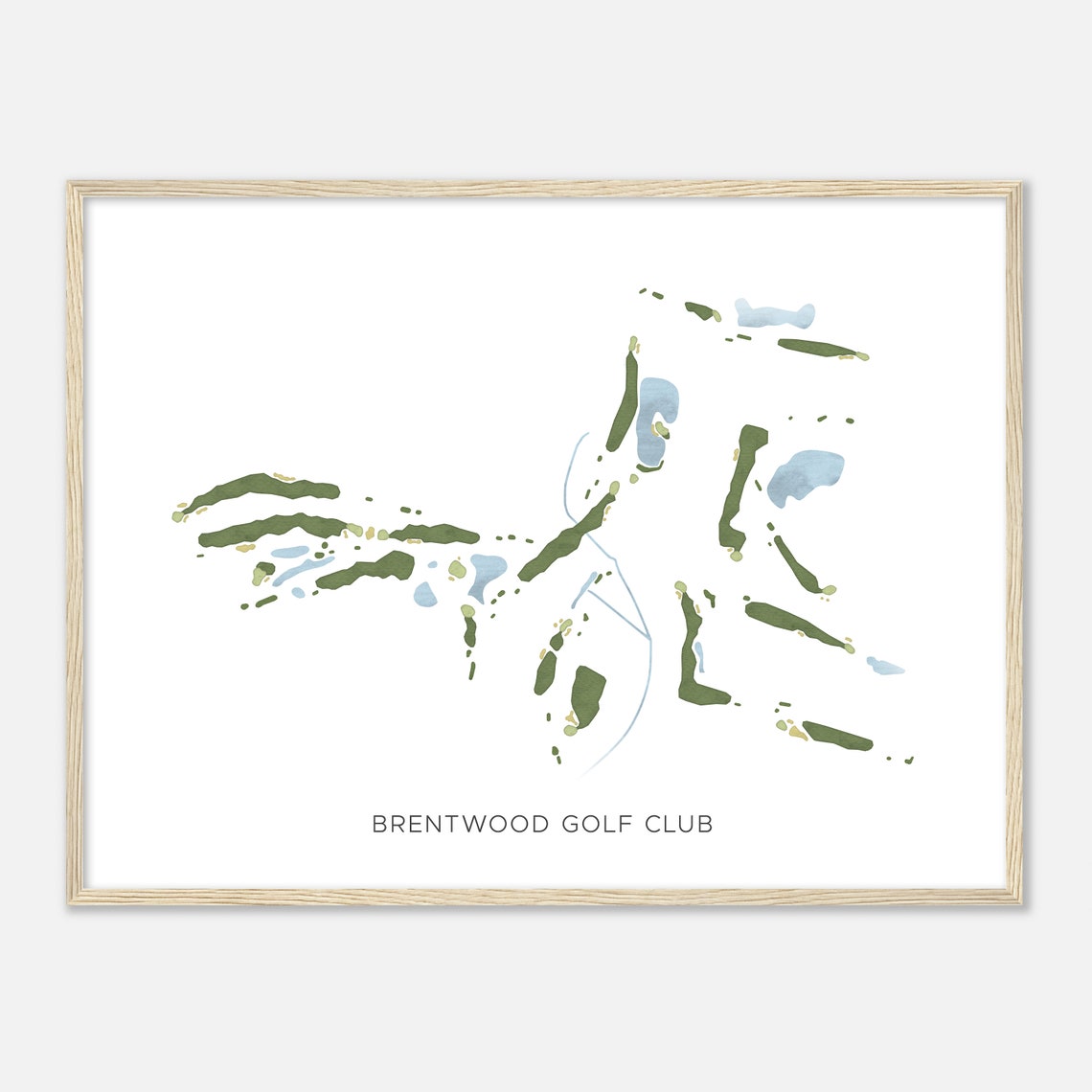 Brentwood Golf Club Modern Minimalist Golf Course Map Poster - Image 2