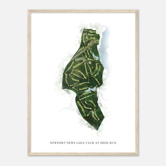 Newport News Golf Club At Deer Run Virginia Classic Watercolor Map Golfer Gift Golf Wall Art Golf Poster Print Course Layout