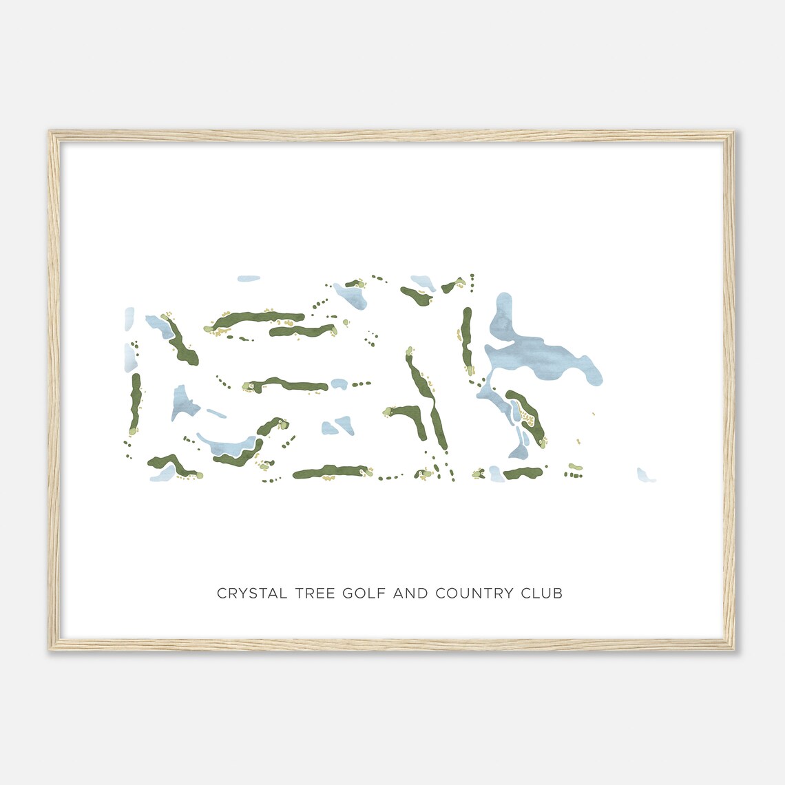 Crystal Tree Golf and Country Club Modern Watercolor Course Map Poster