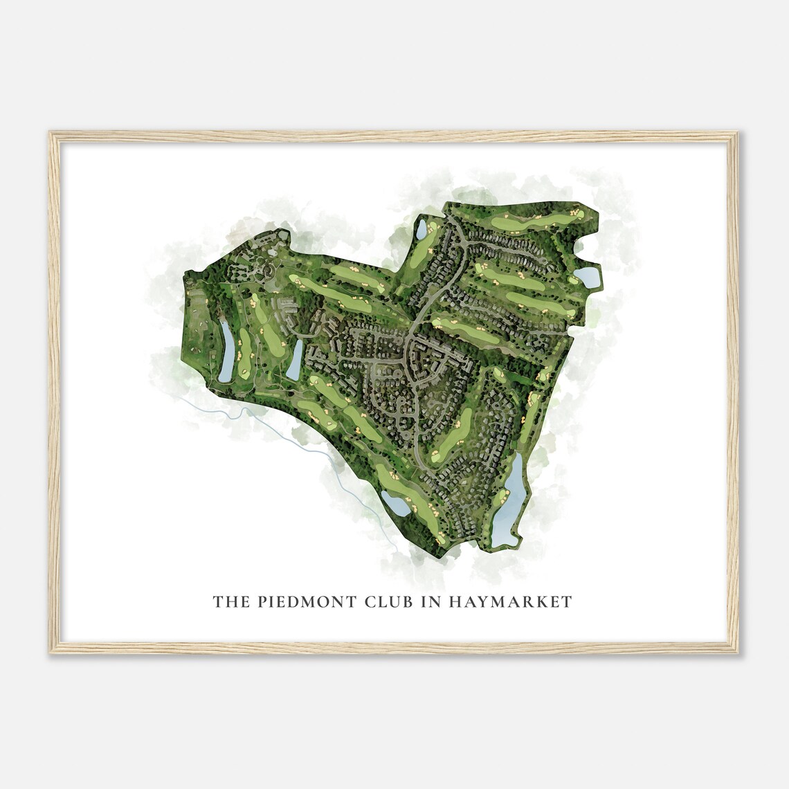 The Piedmont Club in Haymarket Elegant Watercolor Aerial Course Map Art Poster - Image 2