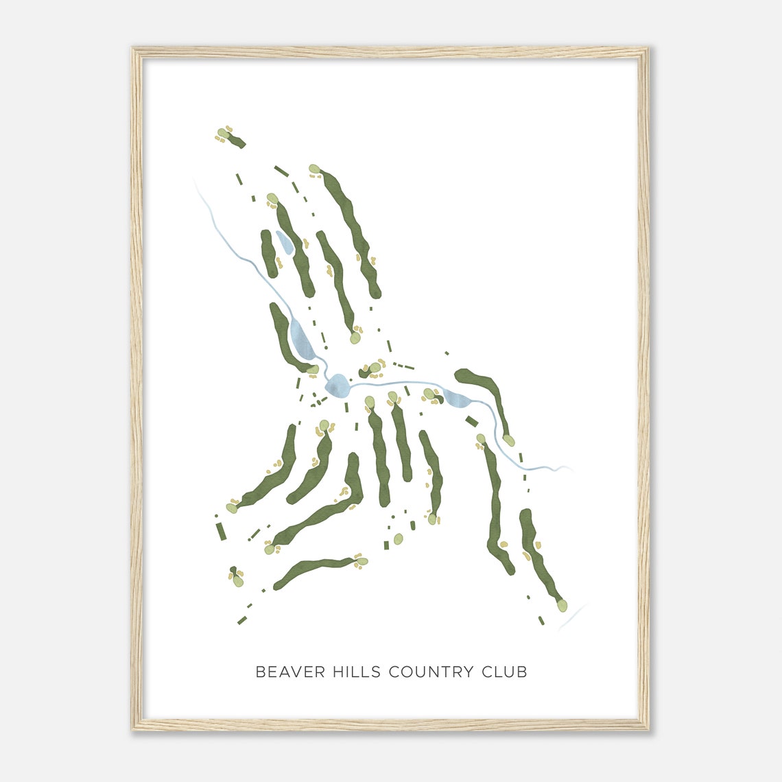 Beaver Hills Country Club Minimalist Watercolor Golf Map Poster - Image 2