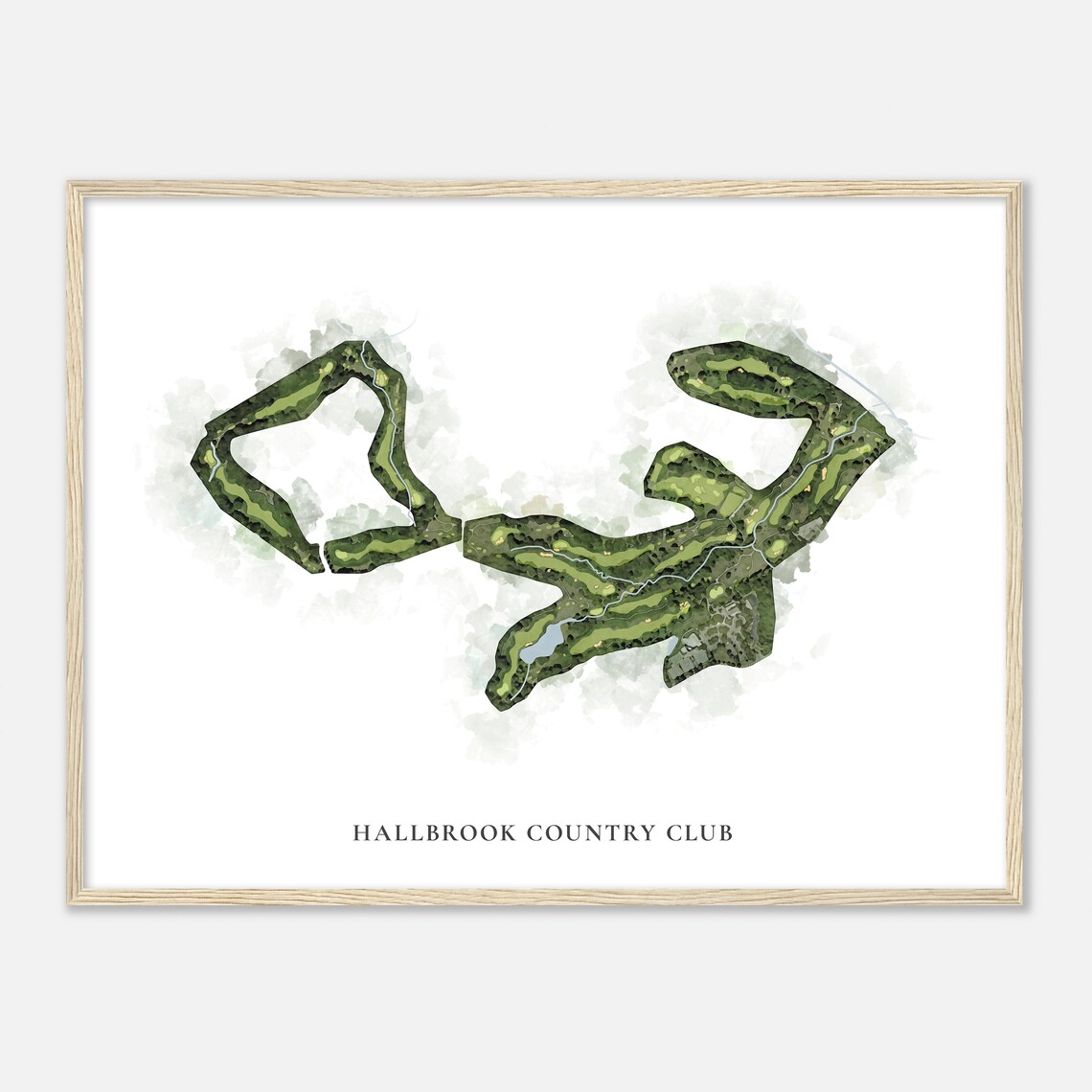 Hallbrook Country Club Watercolor Golf Course Map Golfer Gift Poster - Image 2
