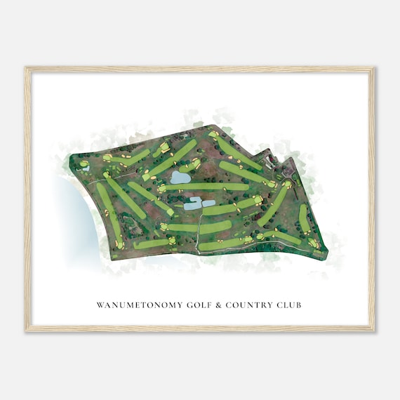 Wanumetonomy Golf Country Club Rhode Island Classic Watercolor Map Golfer Gift Golf Wall Art Golf Poster Print Course Layout