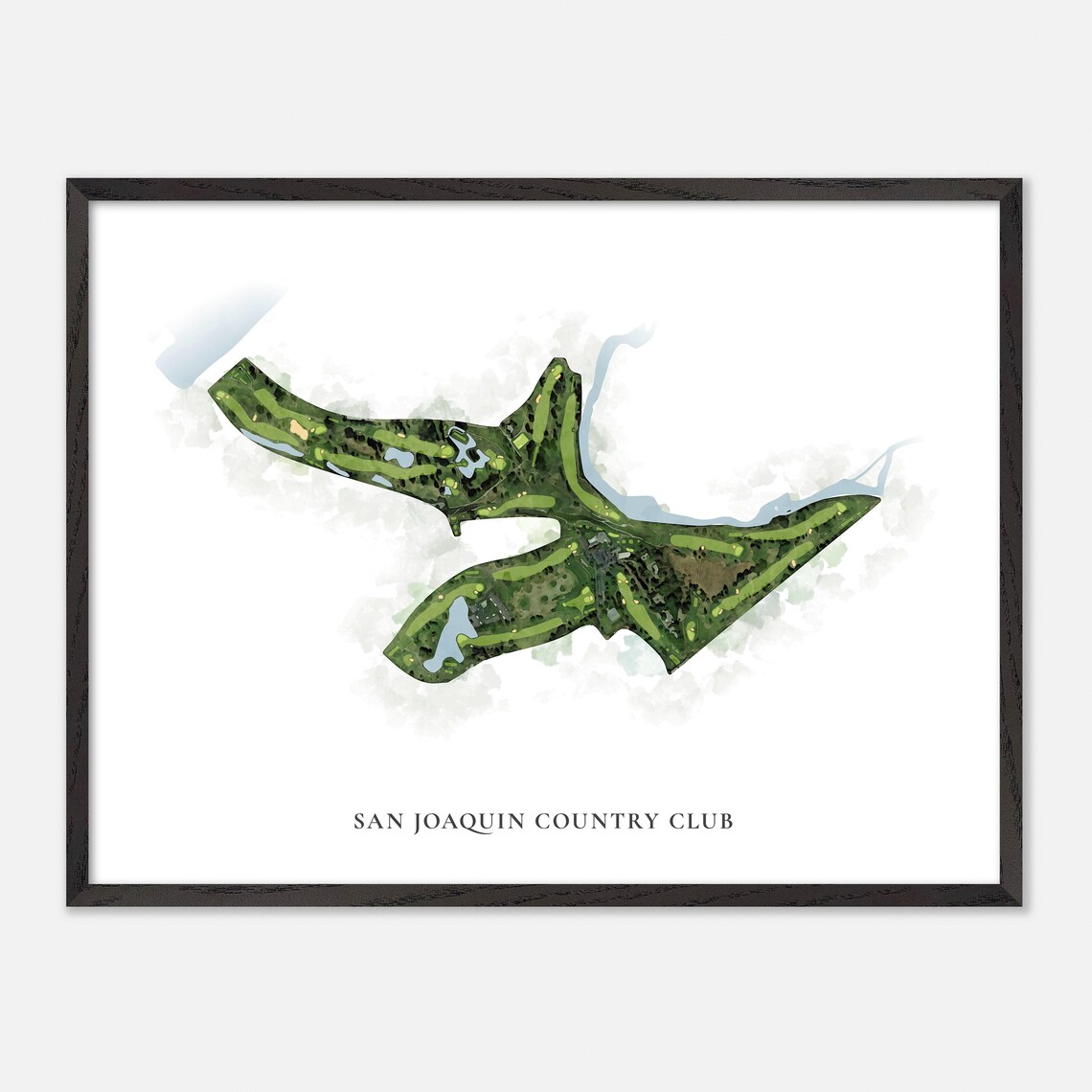 San Joaquin Country Club Fresno California Watercolor Golf Map Poster - Image 5