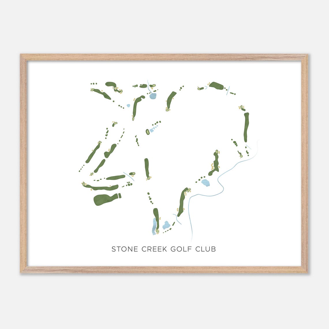 Stone Creek Golf Club Sherman Texas Watercolor Course Map Poster