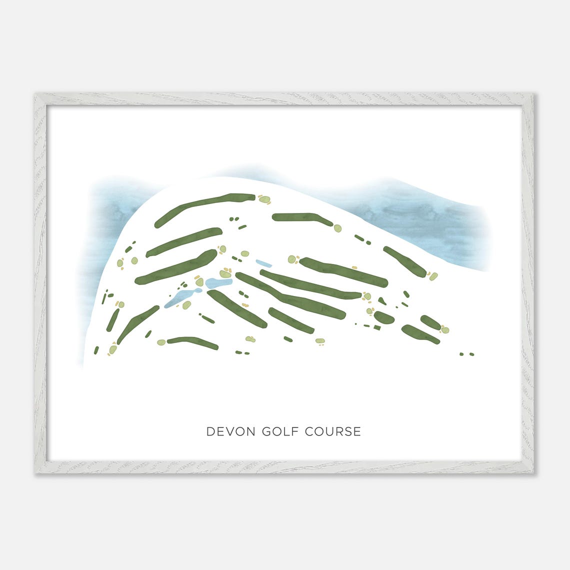 Devon Golf Course Modern Minimalist Watercolor Golf Map Poster - Image 3