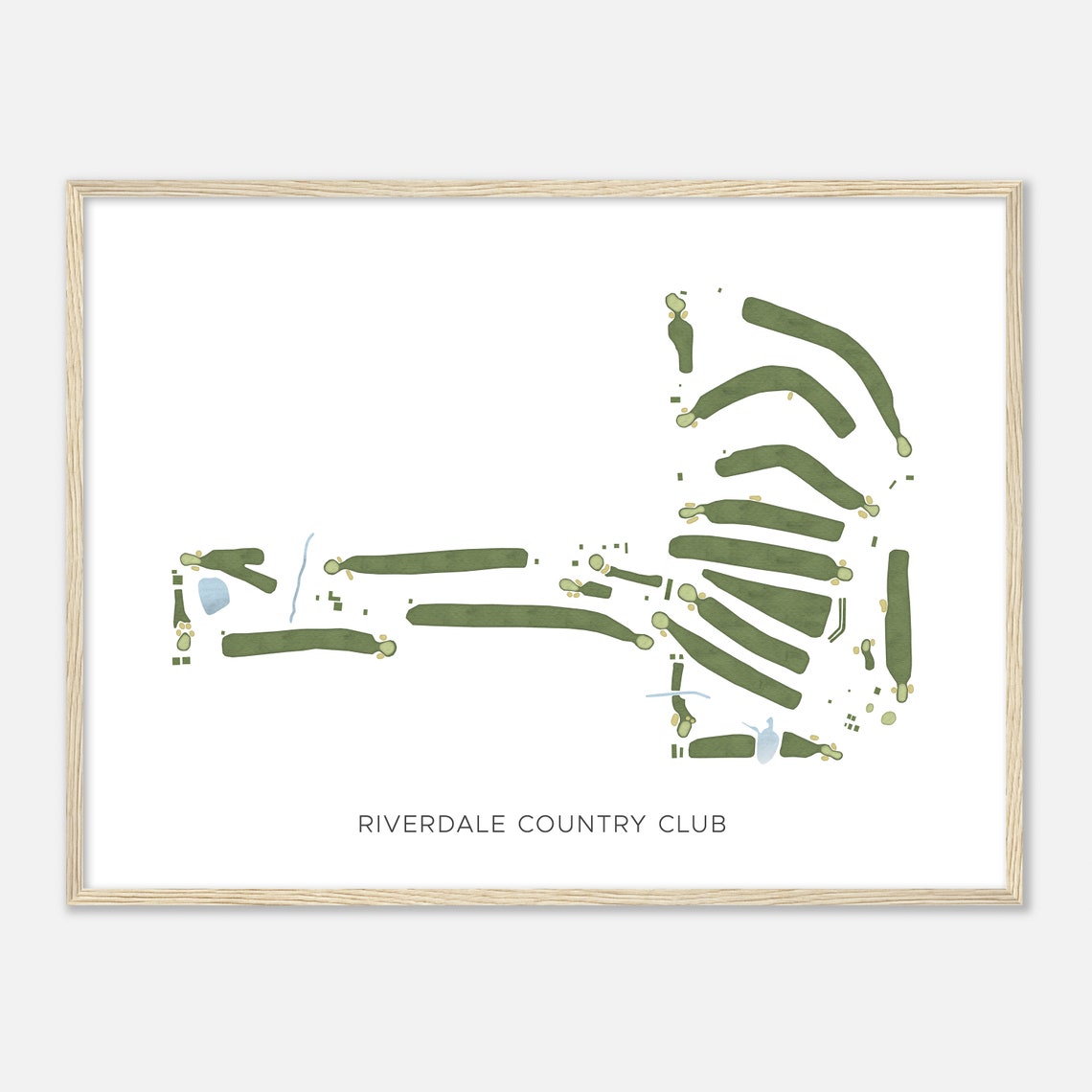 Riverdale Country Club Modern Minimalist Watercolor Golf Map Poster - Image 2