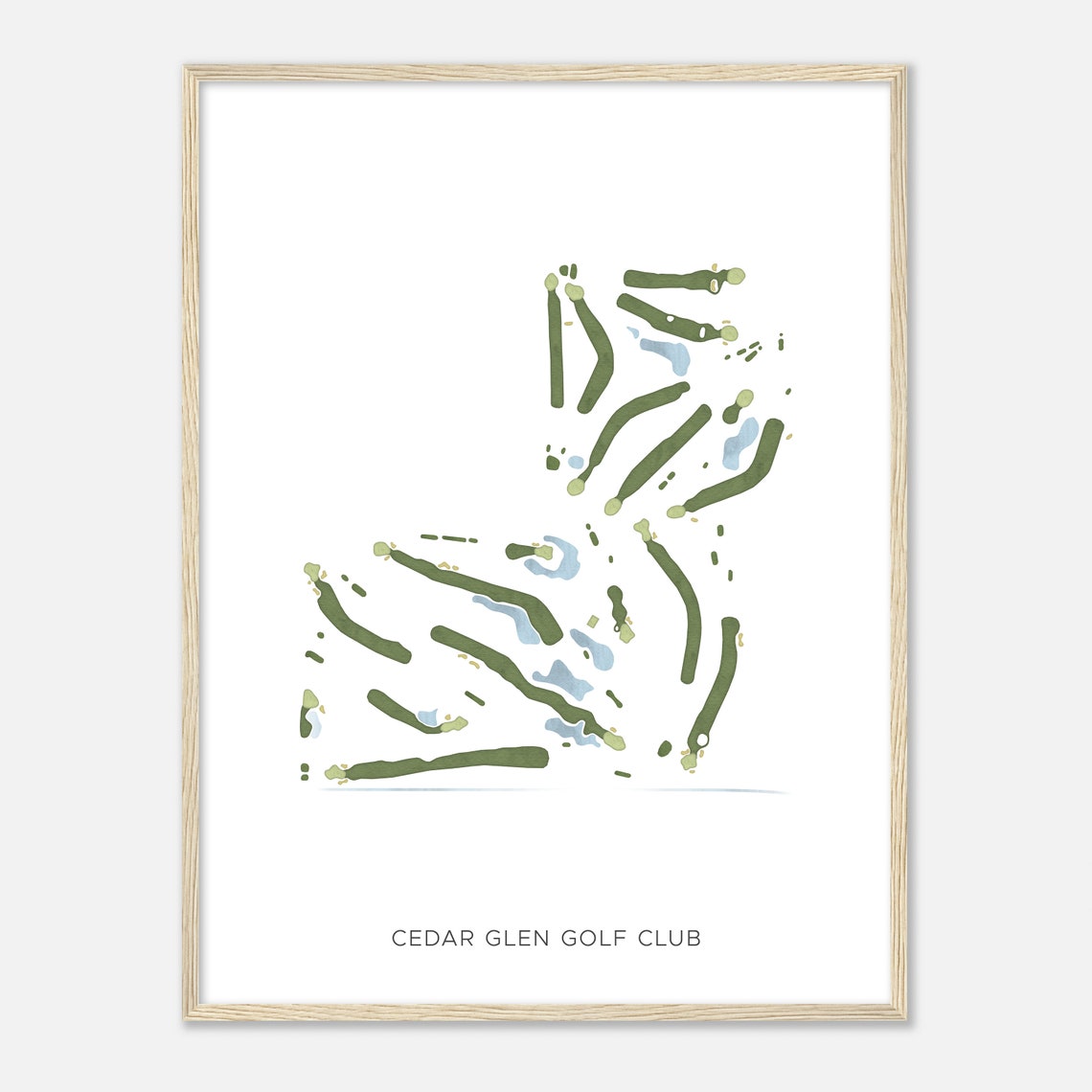 Cedar Glen Golf Club Michigan Modern Watercolor Golf Course Map Poster
