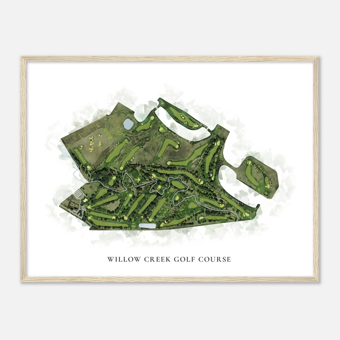 Willow Creek Golf Course Watercolor Aerial Map Golfer Gift Poster
