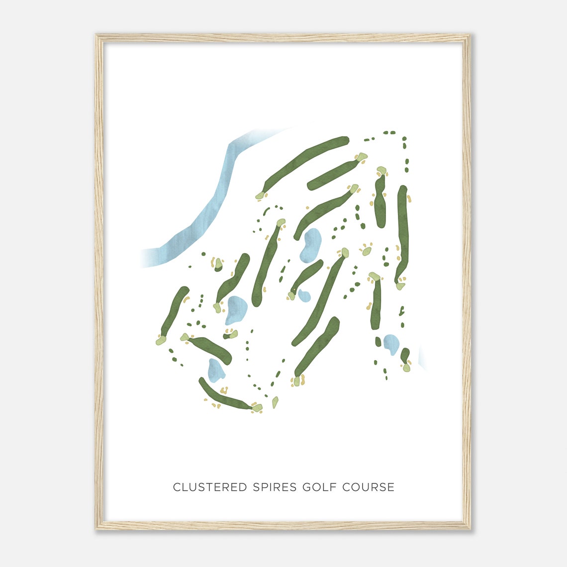 Clustered Spires Golf Course Modern Minimalist Layout Map Poster - Image 2