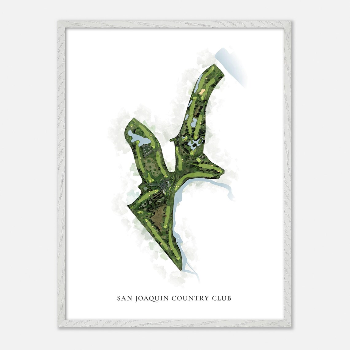 San Joaquin Country Club Fresno California Watercolor Golf Map Poster - Image 2