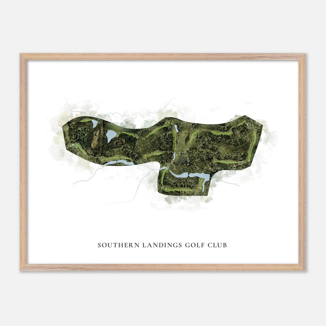 Southern Landings Golf Club Classic Watercolor Course Map Poster