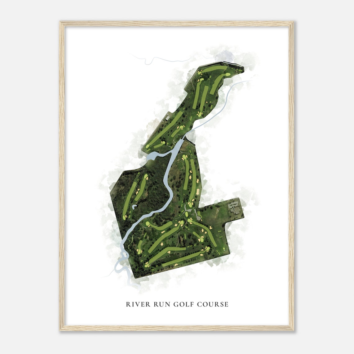 River Run Golf Course Wisconsin Classic Watercolor Map Golfer Gift Golf Wall Art Golf Poster Print Course Layout