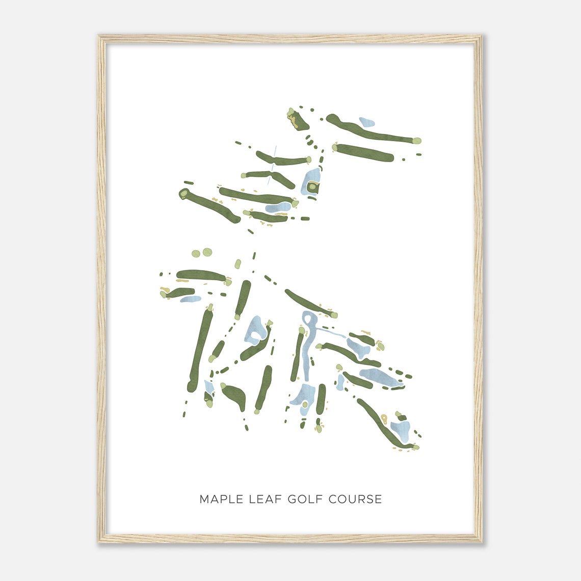 Maple Leaf Golf Course Poster Minimalist Map Gift for Golfers