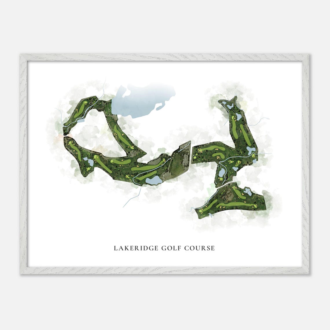 Lakeridge Golf Course Classic Watercolor Fairway Map Art Poster - Image 4