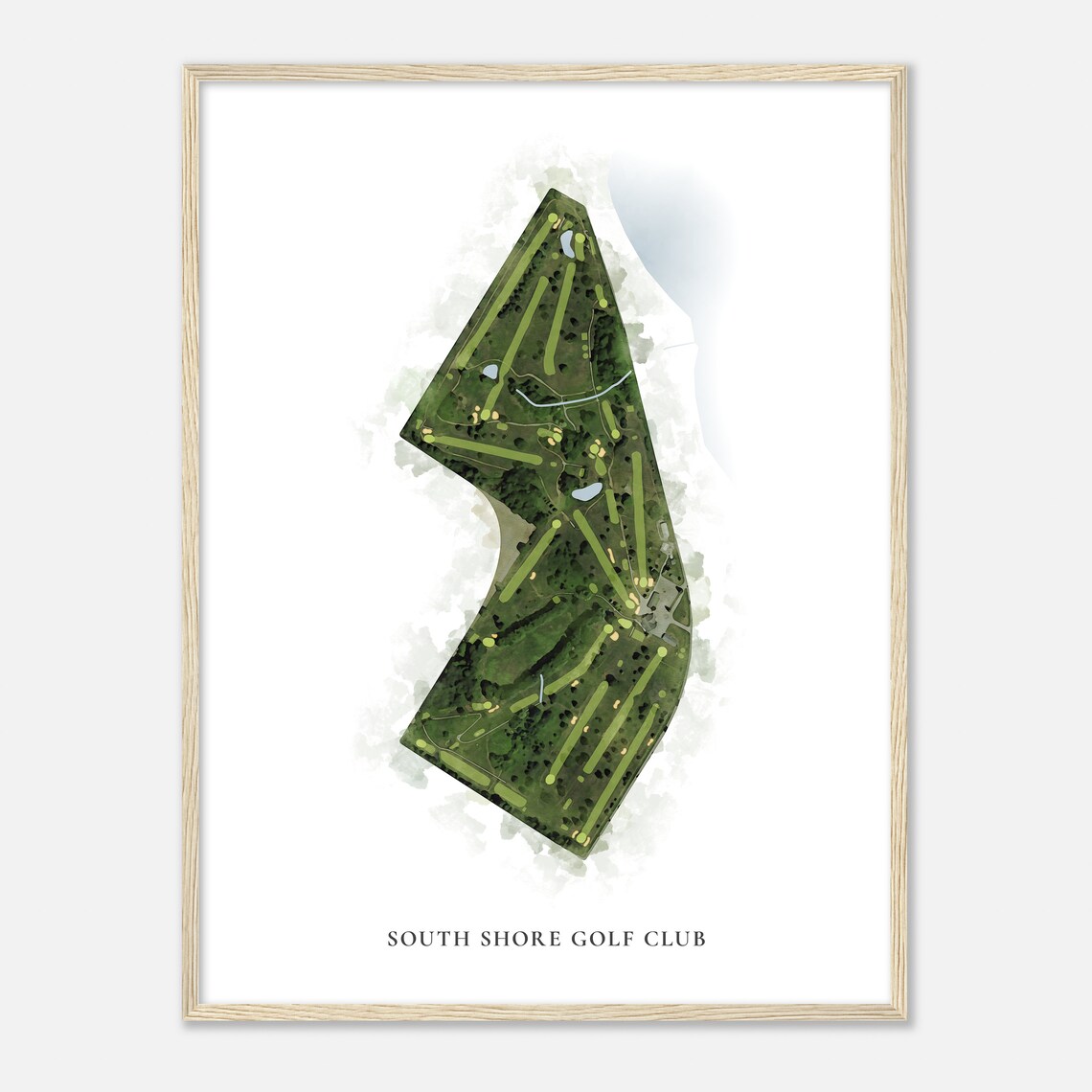 South Shore Golf Club Classic Aerial Watercolor Course Map Poster
