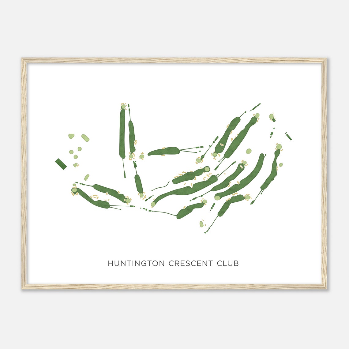 Huntington Crescent Club Modern Watercolor Golf Course Map Poster - Image 2