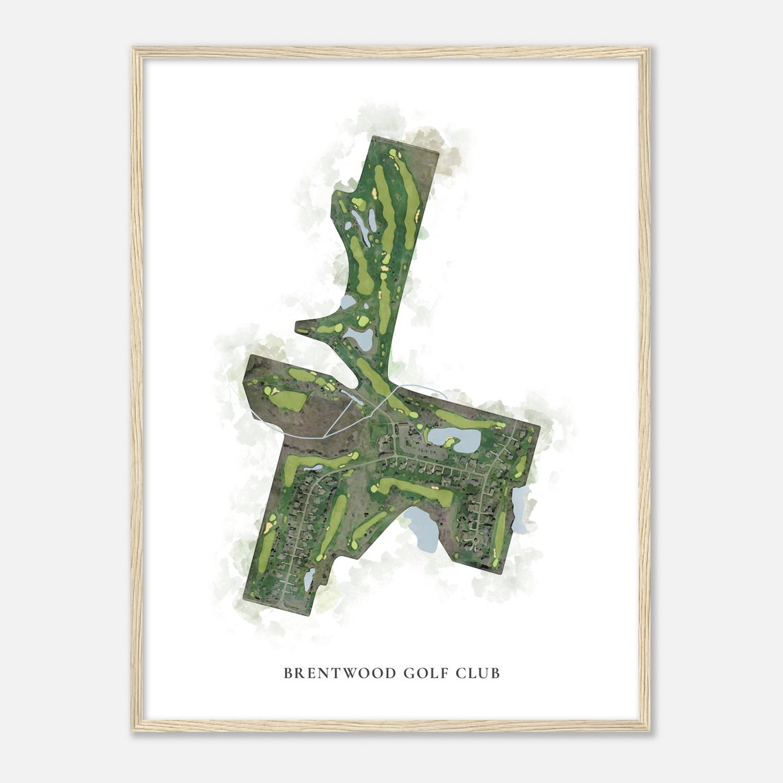 Brentwood Golf Club Watercolor Aerial Map Golfer Gift Poster