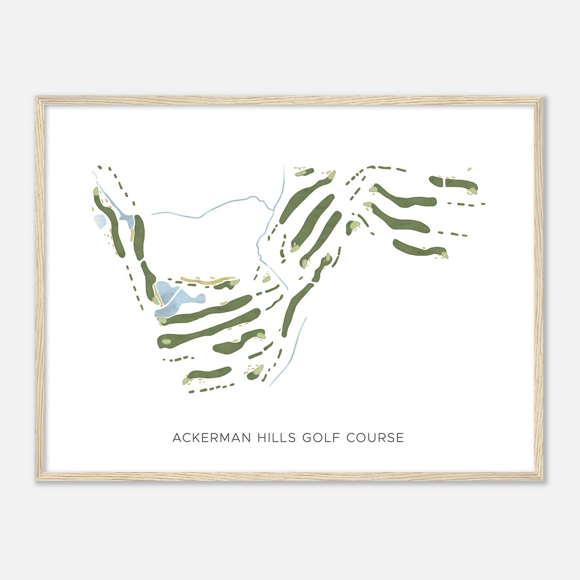Ackerman Hills Golf Course Indiana Modern Watercolor Map Golfer Gift Golf Wall Art Golf Poster Print Course Layout