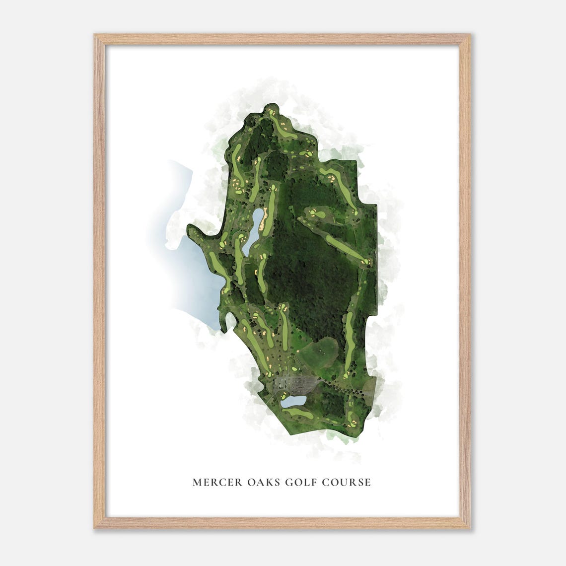 Mercer Oaks Golf Course Aerial Watercolor Golf Course Map Poster - Image 2