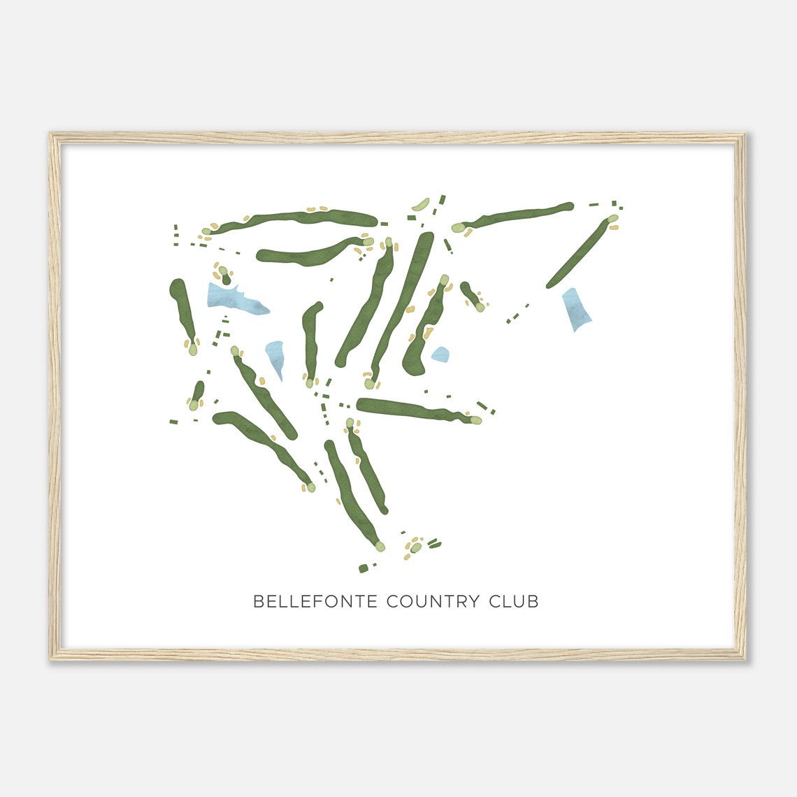 Bellefonte Country Club Kentucky Modern Watercolor Map Golf Poster