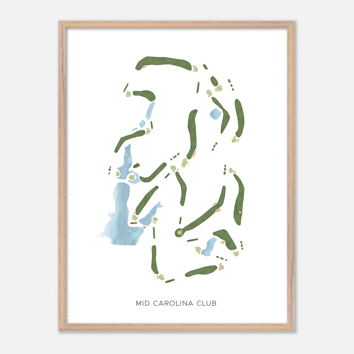 Mid Carolina Club Watercolor Fairway Map Lakeside Layout Poster - Image 6