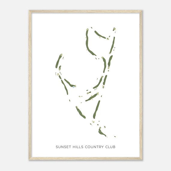 Sunset Hills Country Club California Modern Watercolor Map Golfer Gift Golf Wall Art Golf Poster Print Course Layout