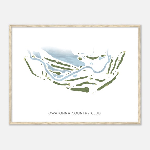 Owatonna Country Club Minnesota Modern Watercolor Map Golfer Gift Golf Wall Art Golf Poster Print Course Layout