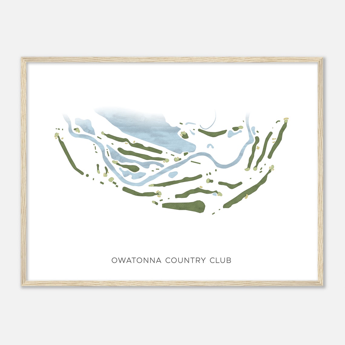Owatonna Country Club Golf Course Map Golfer Gift Modern Print